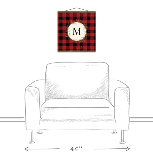 Monogram Wall Decor-Kirkland's Home Personalized Buffalo Check Monogram Wall Hanging Red/Black/Ivory