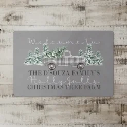Kitchen & Floor Mats-Kirkland's Home Personalized Christmas Tree Farm Kitchen Mat Gray