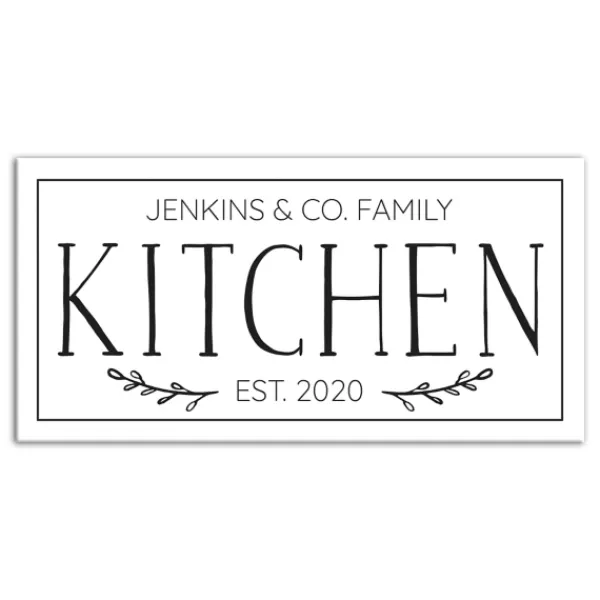 Wall Quotes & Signs-Kirkland's Home Personalized Family Kitchen Co. Canvas Wall Plaque Black/White