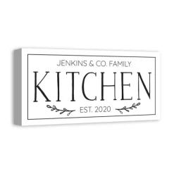 Wall Quotes & Signs-Kirkland's Home Personalized Family Kitchen Co. Canvas Wall Plaque Black/White