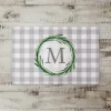 Kitchen & Floor Mats-Kirkland's Home Personalized Gray Buffalo Check Wreath Kitchen Mat Gray/White