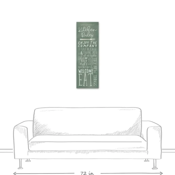 Wall Quotes & Signs-Kirkland's Home Personalized Kitchen Rules Canvas Wall Plaque White/Green