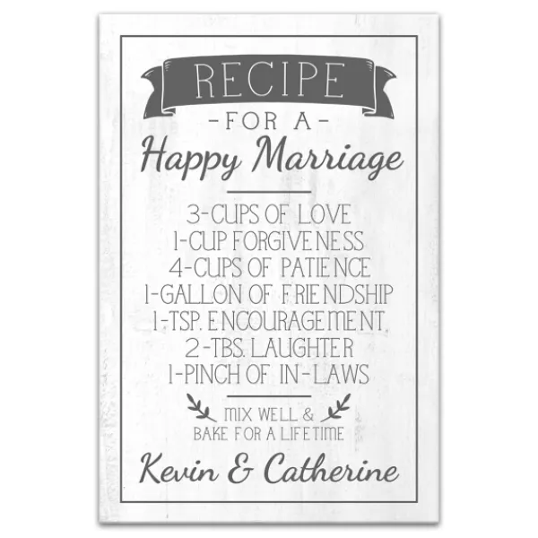 Wall Quotes & Signs-Kirkland's Home Personalized Marriage Recipe Canvas Wall Plaque White/Gray