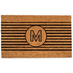Doormats-Kirkland's Home Personalized Monogram Black Stripes Doormat Brown/Black