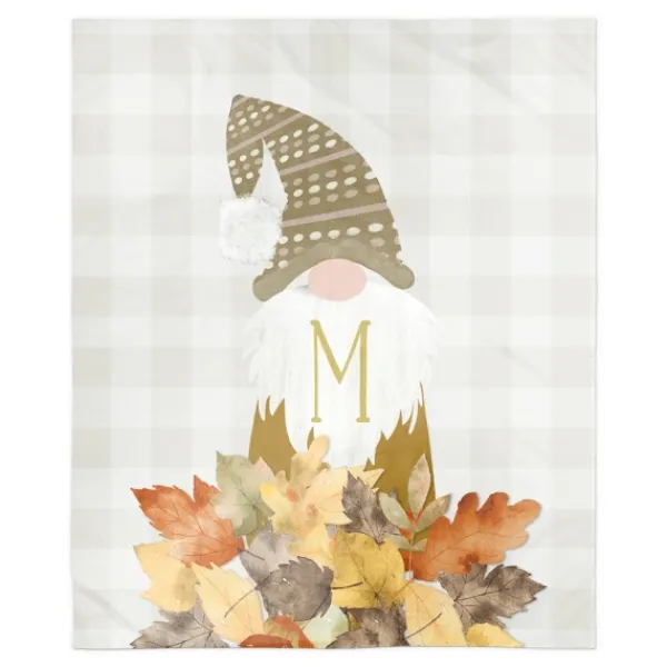 Blankets & Throws-Kirkland's Home Personalized Monogram Gnome Harvest Throw Blanket Brown/Yellow/White