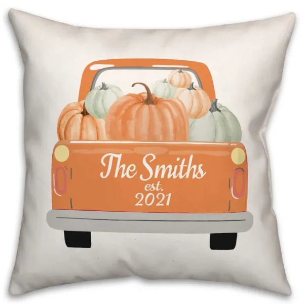 Pillows-Kirkland's Home Personalized Orange Pumpkin Truck Pillow Ivory/Orange