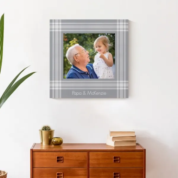 Wall Quotes & Signs-Kirkland's Home Personalized Plaid Photo Canvas Art Print Gray
