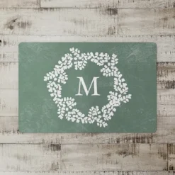 Kitchen & Floor Mats-Kirkland's Home Personalized Sage Fern Monogram Kitchen Mat White/Green