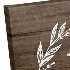 Monogram Wall Decor-Kirkland's Home Personalized Shiplap Wreath Canvas Wall Plaque Brown/White