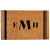 Doormats-Kirkland's Home Personalized Striped Monogram Coir Doormat Tan/Black