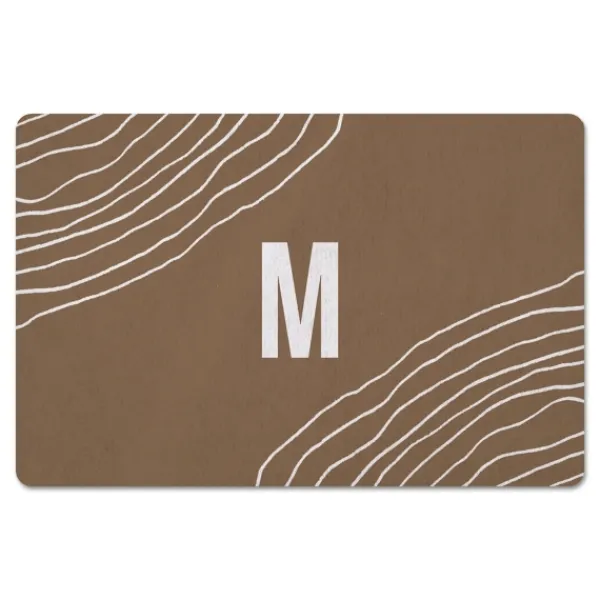 Kitchen & Floor Mats-Kirkland's Home Personalized Taupe Monogram Wavy Lines Floor Mat Tan