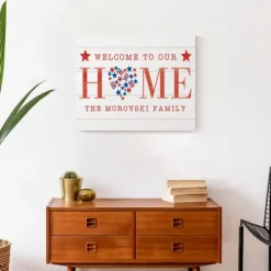 Wall Quotes & Signs-Kirkland's Home Personalized Welcome To Our Home Canvas Art Print White/Red