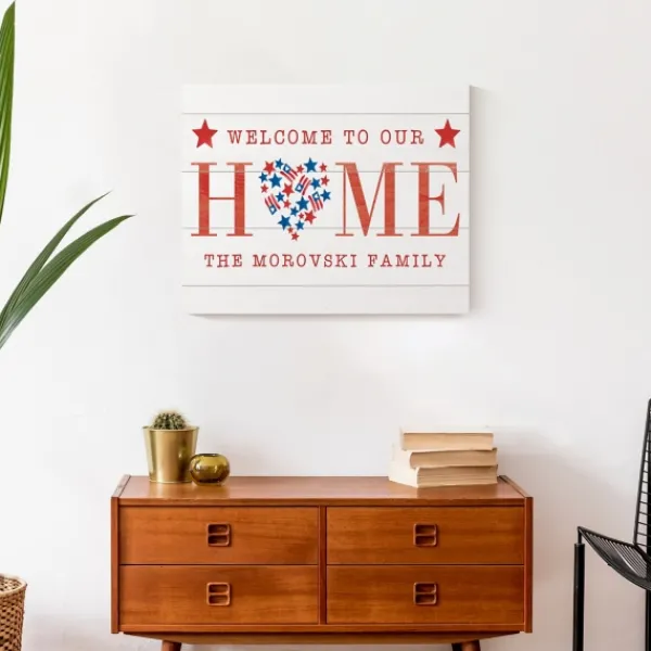 Wall Quotes & Signs-Kirkland's Home Personalized Welcome To Our Home Canvas Art Print White/Red