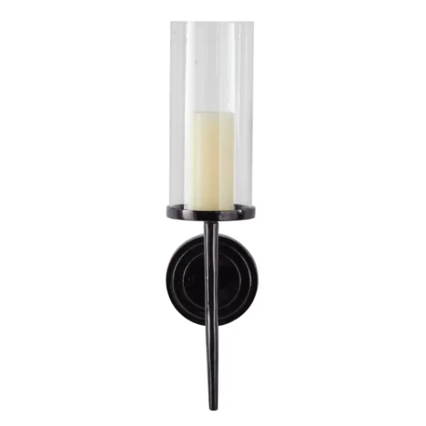 Sconces-Kirkland's Home Pierre Polished Stem Sconce Black