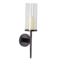 Sconces-Kirkland's Home Pierre Polished Stem Sconce Black