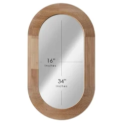 Decorative Mirrors-Kirkland's Home Pill Capsule Oval Shaped Wood Wall Mirror