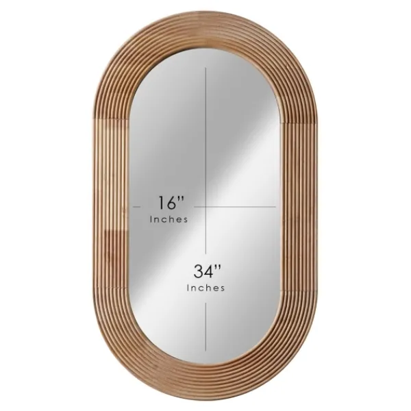 Decorative Mirrors-Kirkland's Home Pill Capsule Oval Shaped Wood Wall Mirror