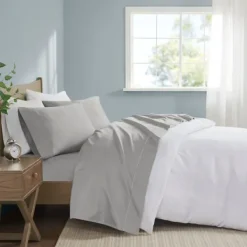 Bed Sheets-Kirkland's Home Pima Cotton Sateen 4-Pc. King Sheet Set Gray