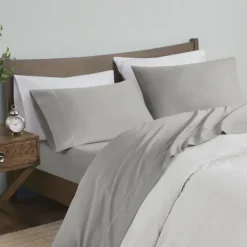 Bed Sheets-Kirkland's Home Pima Cotton Sateen 4-Pc. King Sheet Set Gray