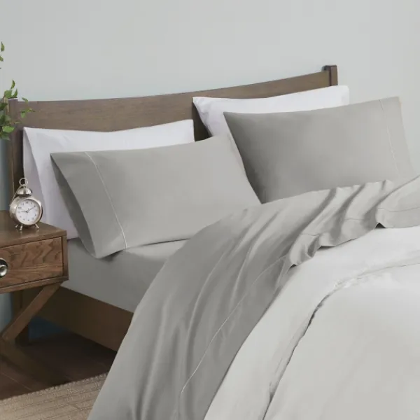 Bed Sheets-Kirkland's Home Pima Cotton Sateen 4-Pc. King Sheet Set Gray