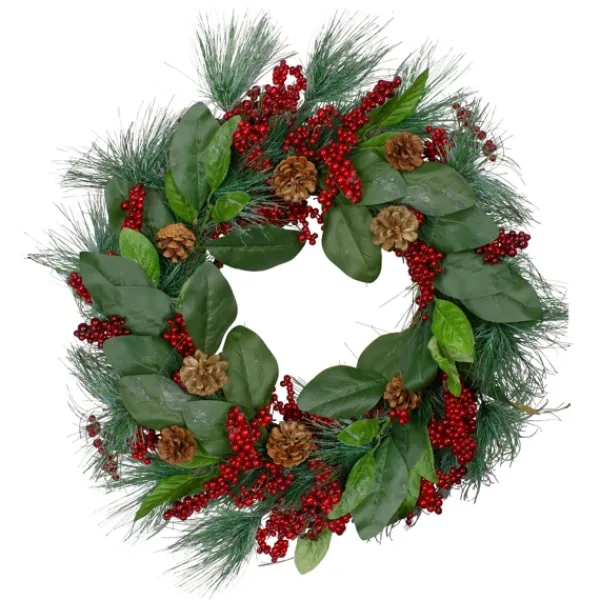 Wreaths-Kirkland's Home Pine Needles And Berries Wreath Green/Red