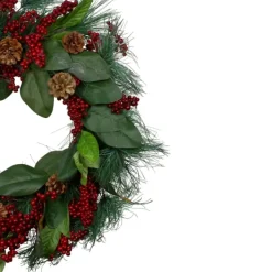 Wreaths-Kirkland's Home Pine Needles And Berries Wreath Green/Red