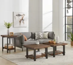 Accent & End Tables-Kirkland's Home Pine Wood And Metal Accent Table Brown