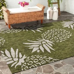 Outdoor Rugs-Kirkland's Home Pineapple Indoor/Outdoor Area Rug, 5X7 Green