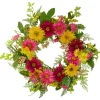 Wreaths-Kirkland's Home Pink And Yellow Chrysanthemum And Daisy Wreath Yellow/Pink/Green