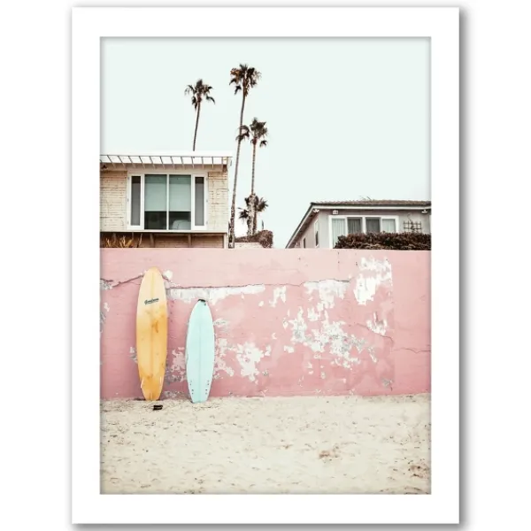 Framed Art-Kirkland's Home Pink Beach Photography Framed Art Prints, Set Of 6 Pink/Green