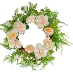 Wreaths-Kirkland's Home Pink Roses, Hydrangeas, And Peonies Wreath Pink/Green