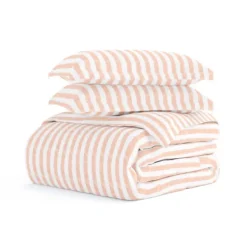 Duvets-Kirkland's Home Pink Rugged Stripe 2-Pc. Twin Duvet Cover Set Pink/White