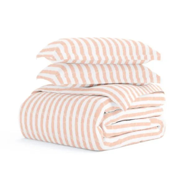 Duvets-Kirkland's Home Pink Rugged Stripe 2-Pc. Twin Duvet Cover Set Pink/White