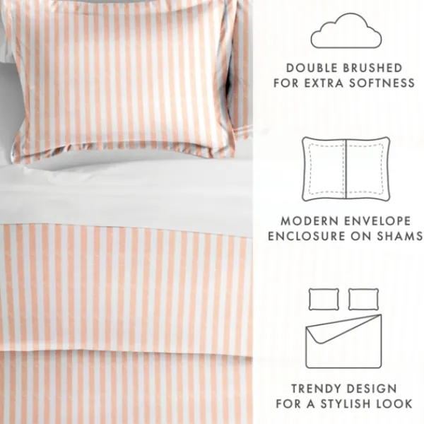 Duvets-Kirkland's Home Pink Rugged Stripe 2-Pc. Twin Duvet Cover Set Pink/White