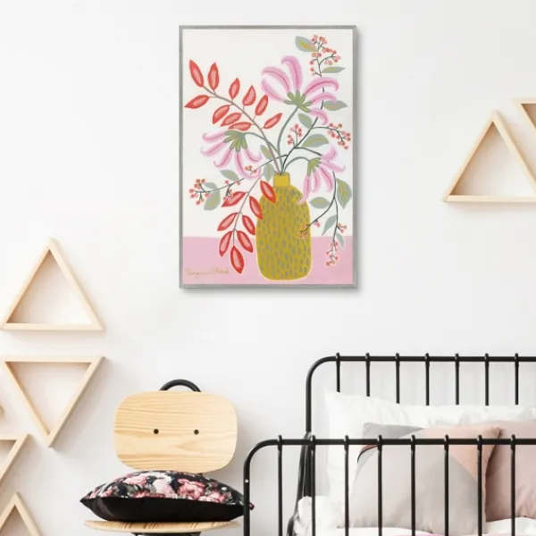 Framed Art-Kirkland's Home Pink Table Framed Canvas Art Print White/Pink/Green