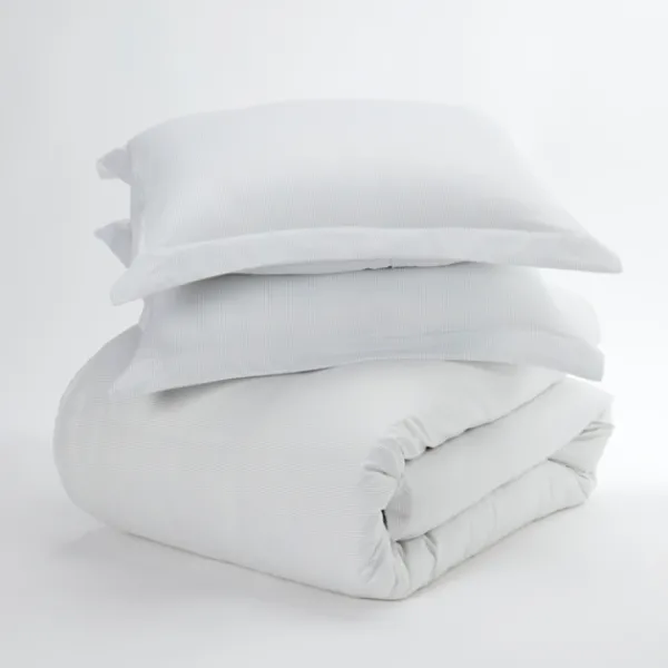 Duvets-Kirkland's Home Pinstripe 3-Pc. Queen Duvet Cover Set White/Gray