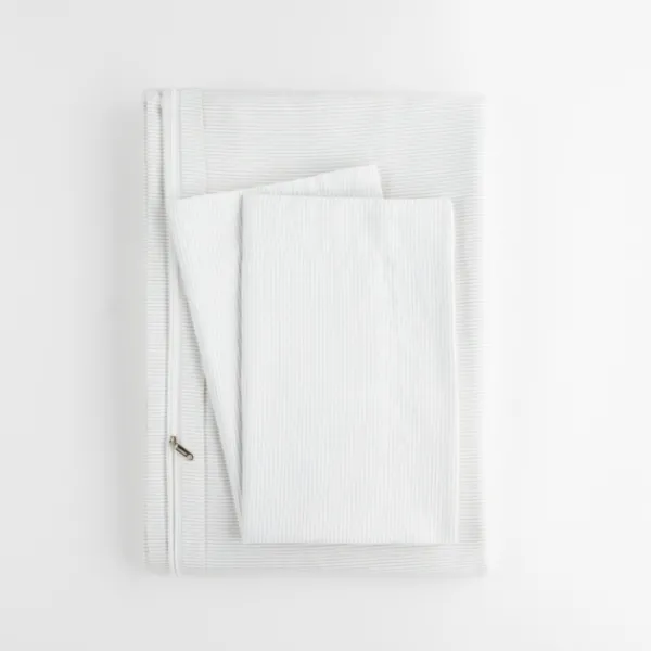 Duvets-Kirkland's Home Pinstripe 3-Pc. Queen Duvet Cover Set White/Gray