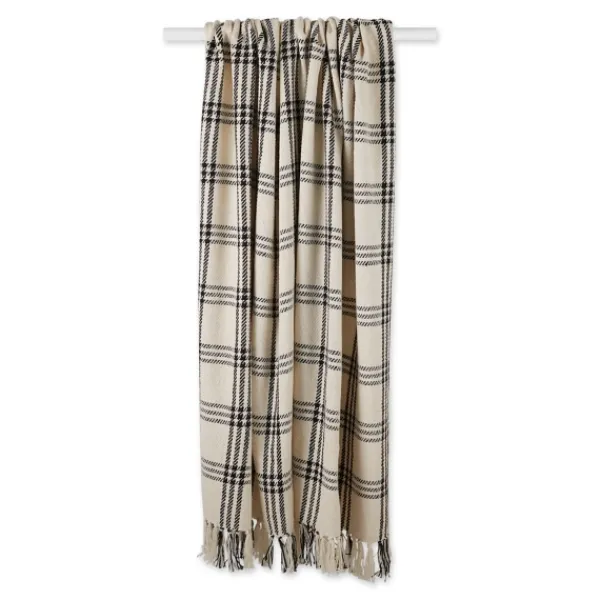 Blankets & Throws-Kirkland's Home Plaid Fringe Throw Black