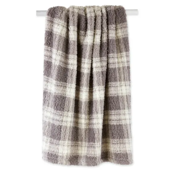 Blankets & Throws-Kirkland's Home Plaid Plush Throw Gray