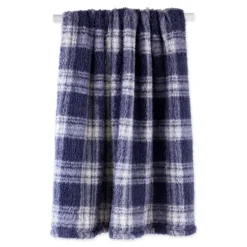 Blankets & Throws-Kirkland's Home Plaid Plush Throw Blue