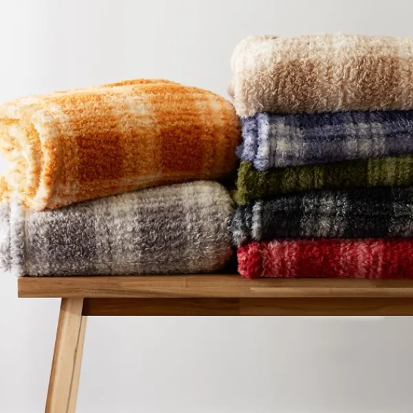 Blankets & Throws-Kirkland's Home Plaid Plush Throw Blue