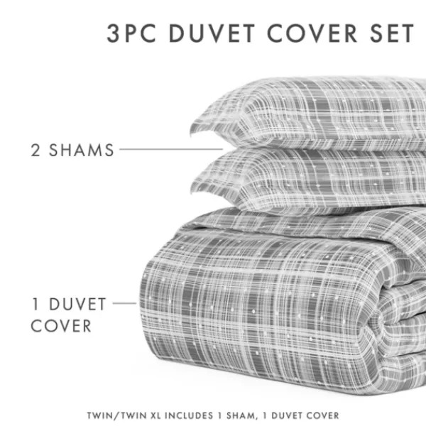 Duvets-Kirkland's Home Plaid Polka Dot 2-Pc. Twin Duvet Cover Set Gray