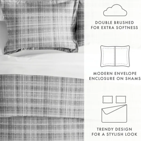 Duvets-Kirkland's Home Plaid Polka Dot 2-Pc. Twin Duvet Cover Set Gray