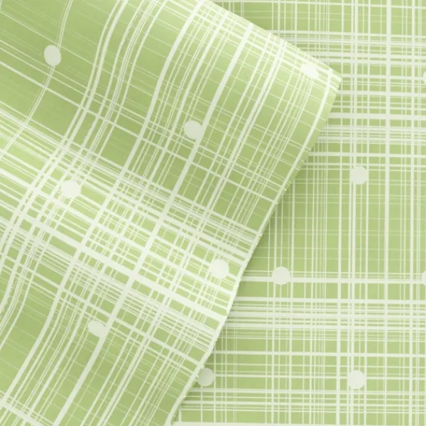 Bed Sheets-Kirkland's Home Plaid Polka Dot 3-Pc. Twin Sheet Set Green