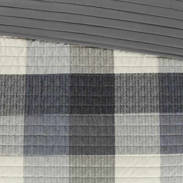 Bedspreads & Coverlets-Kirkland's Home Plaid Reversible 6-Pc. Full/Queen Coverlet Set Gray/White