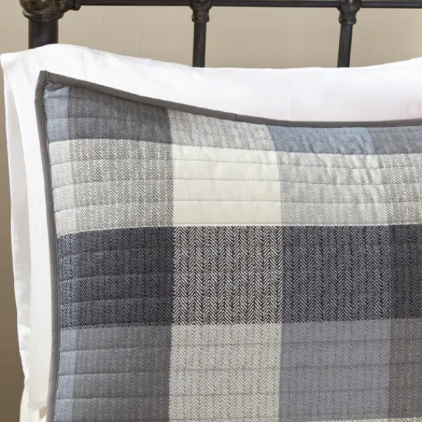 Bedspreads & Coverlets-Kirkland's Home Plaid Reversible 6-Pc. Full/Queen Coverlet Set Gray/White