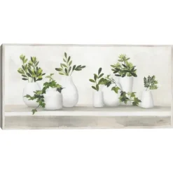 Framed Art-Kirkland's Home Plant Shelf Life Framed Canvas Art Print White/Ivory/Green