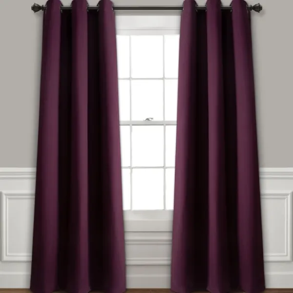 Curtains & Drapes-Kirkland's Home Plum Absolute Blackout Curtain Panel Set, 84 In. Purple