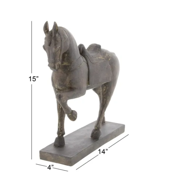 Statues & Figurines-Kirkland's Home Polystone Prancing Horse Statue Brown