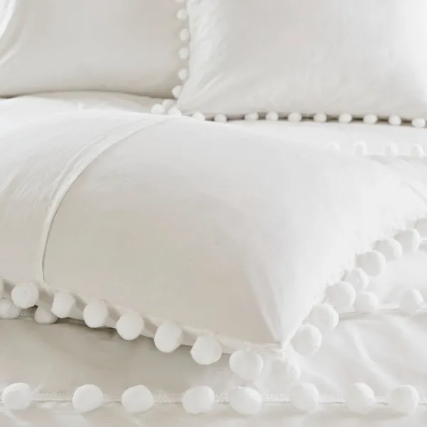 Comforters-Kirkland's Home Pom Pom California King 3-Pc. Comforter Set White
